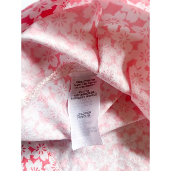 Girls Tea Collection Coral and White Floral Cotton Dress Size 4T - Picture 3 of 4